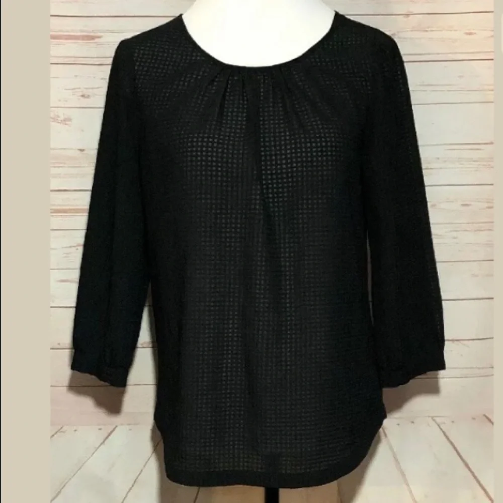J Crew Black Textured Grid Top | XS‎